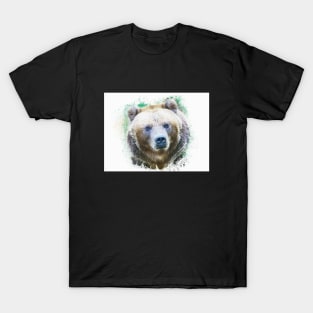 Grizzly Bear Animal Wildlife Forest Nature Adventure Hunt Spotlight Digital Painting T-Shirt